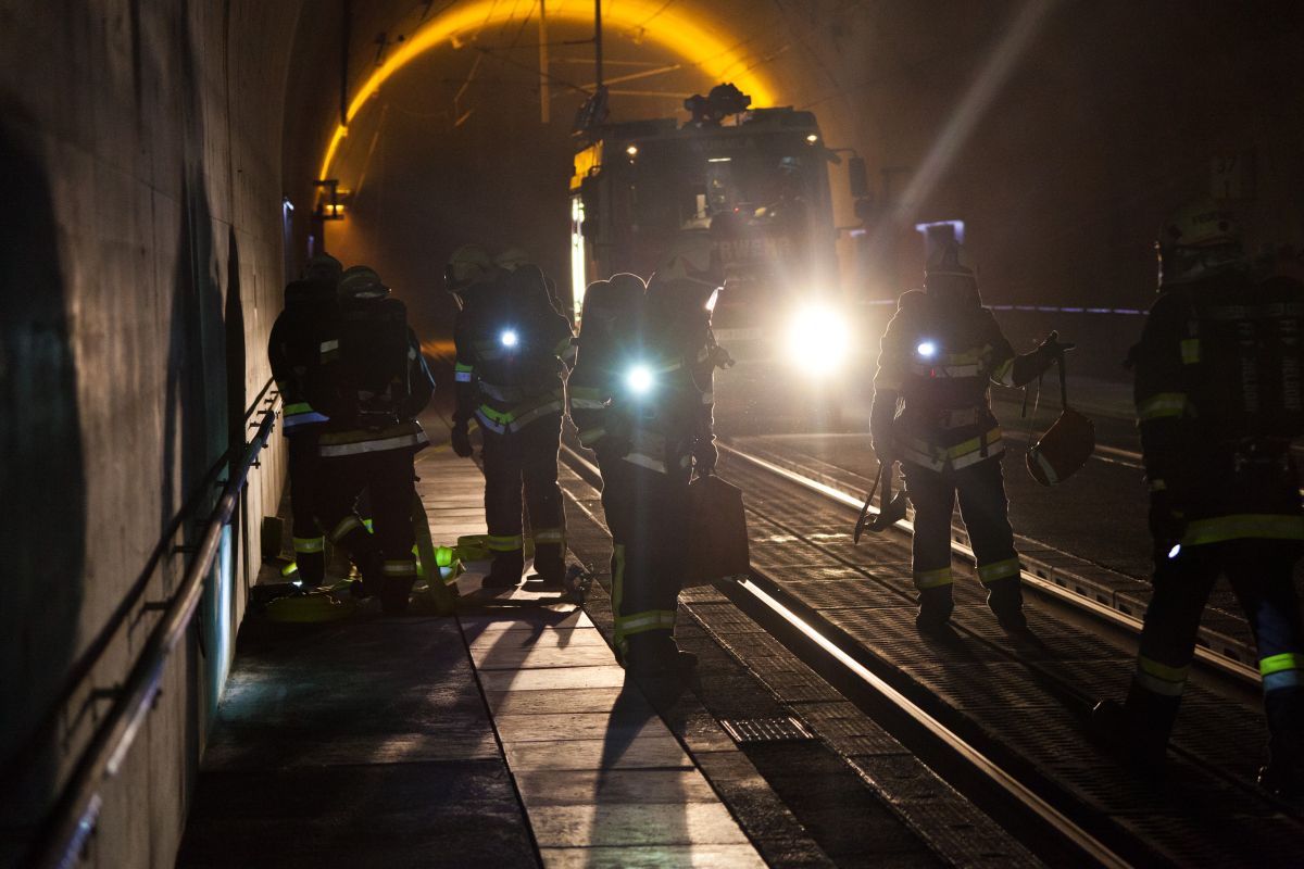 Entraînement au sauvetage dans le tunnel de Koralm
