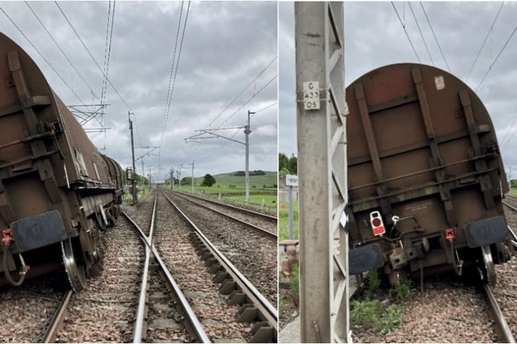 Caos entre Inglaterra y Escocia tras el descarrilamiento de un tren de mercancías