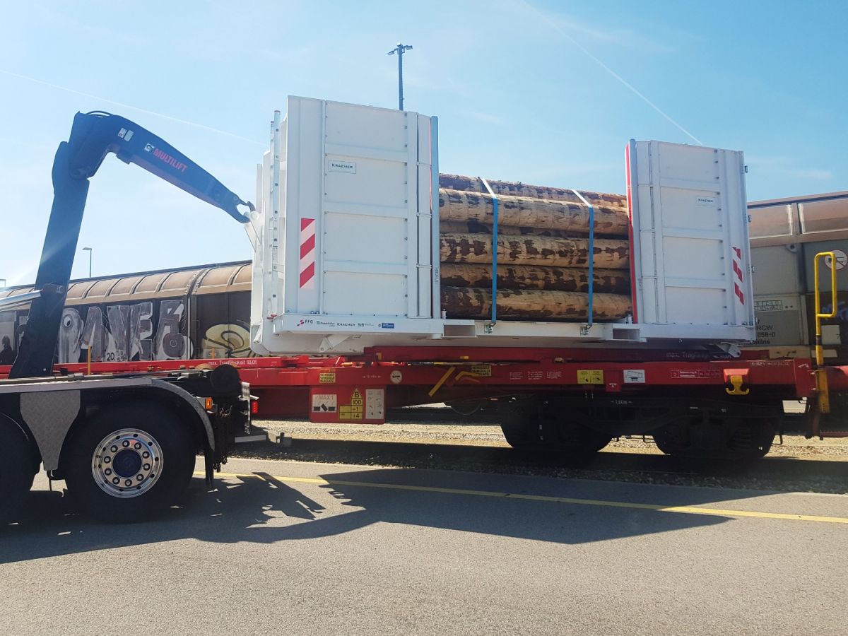 Il container intermodale per il legname proveniente dall'Austria punta alla logistica ferroviaria a corto raggio